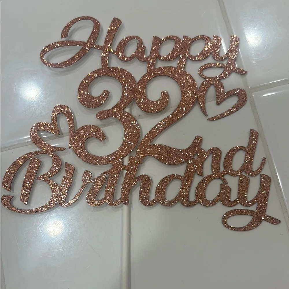 Rose Gold Birthday Cake Topper